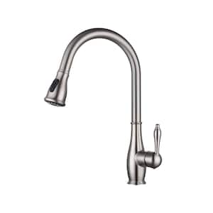 7.6 in. Single-Handle Pull-Down Sprayer Kitchen Faucet in Brushed Nickel