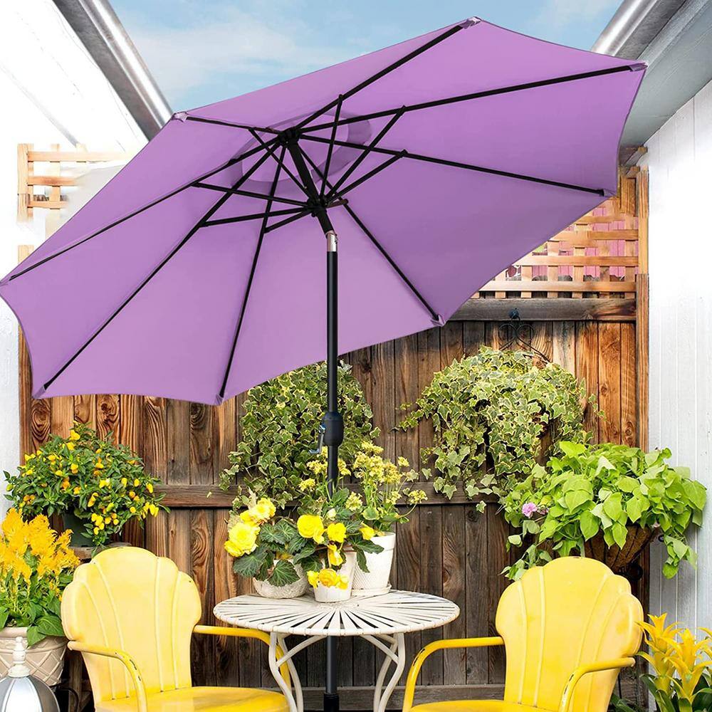 9 ft. Purple Aluminum Market Patio Umbrella with Crank Lift