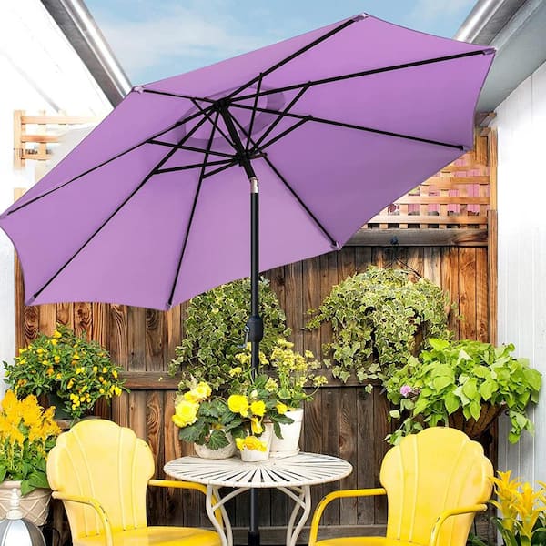 Dyiom 9 ft. Aluminum Outdoor Market Patio Umbrella in Purple with 