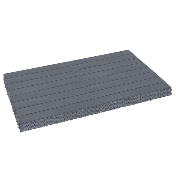 Misopily 24 in. 24-Pcs Patio DIY Module Interlocking Deck Tiles, Easy and Quick to Install for Porch, Backyard, Dark Gray