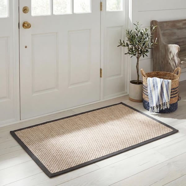 Natural Fiber Marble/Dark Gray Doormat 2 ft. x 3 ft. Border Area Rug