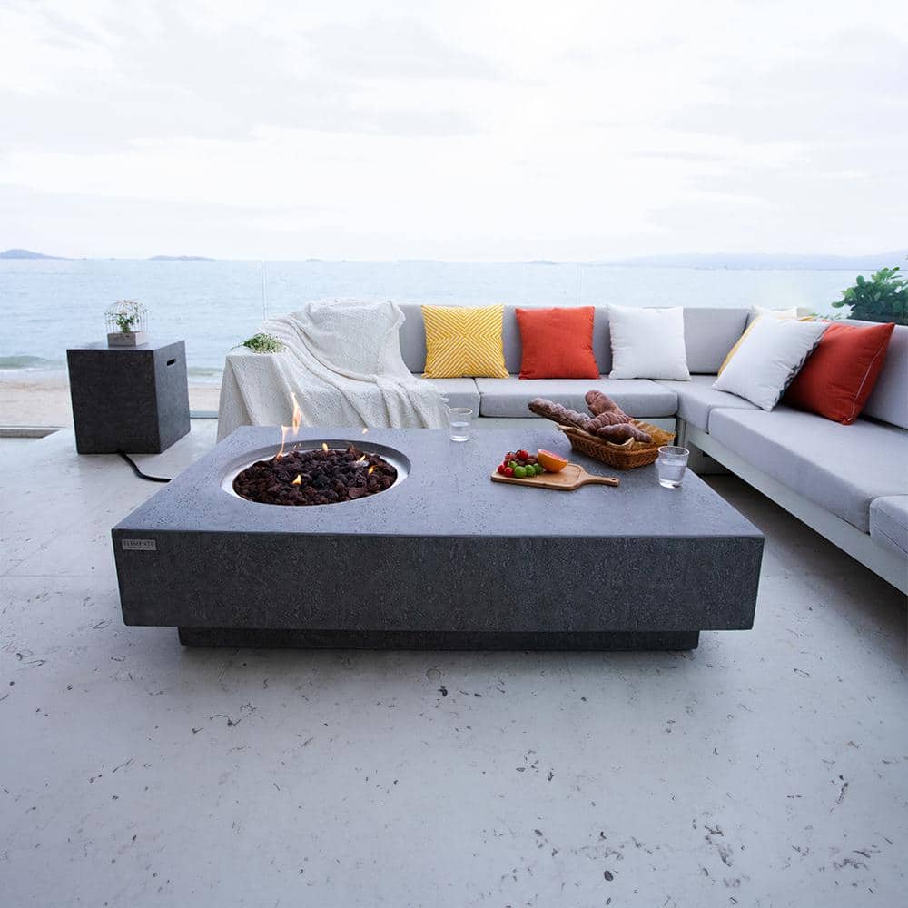 Metropolis Gray Concrete Rectangular Gas Fire Pit Table