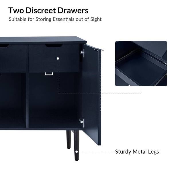 JAYDEN CREATION Kordt Navy Modern 63 in. W 4-Door Wood Sideboard