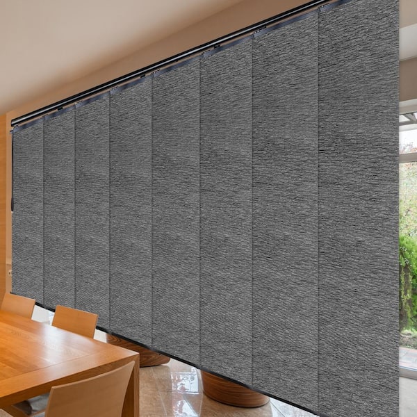 EMOH Granite Gray 130 in. to 175 in. W x 94 in. L Adjustable 8-Panel Double Rail Panel Track with 23.5 in. Slates in Black