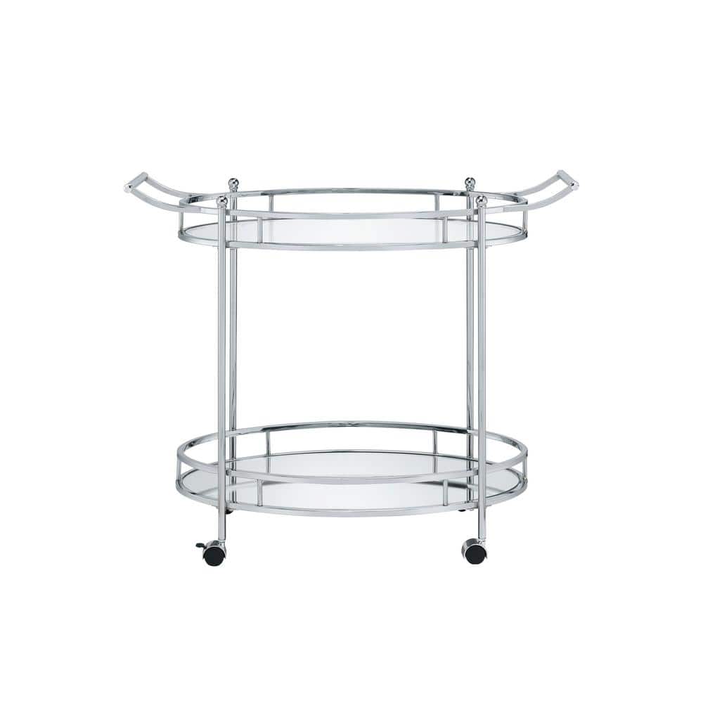 Clear Glass and Chrome Kitchen Serving Cart MH98216 The Home Depot