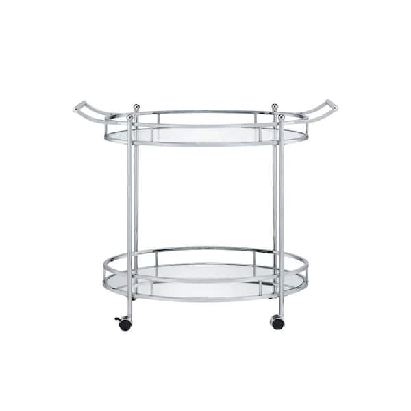 Unbranded Clear Glass and Chrome Kitchen Serving Cart