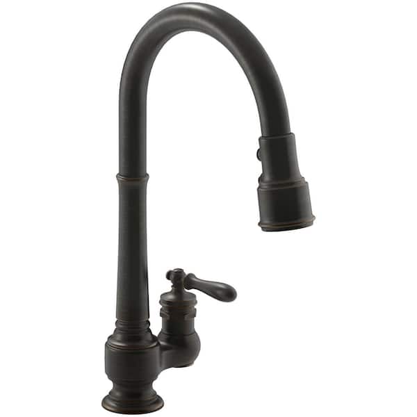 KOHLER Artifacts Single-Handle Pull-Down Sprayer Kitchen Faucet in Oil-Rubbed Bronze
