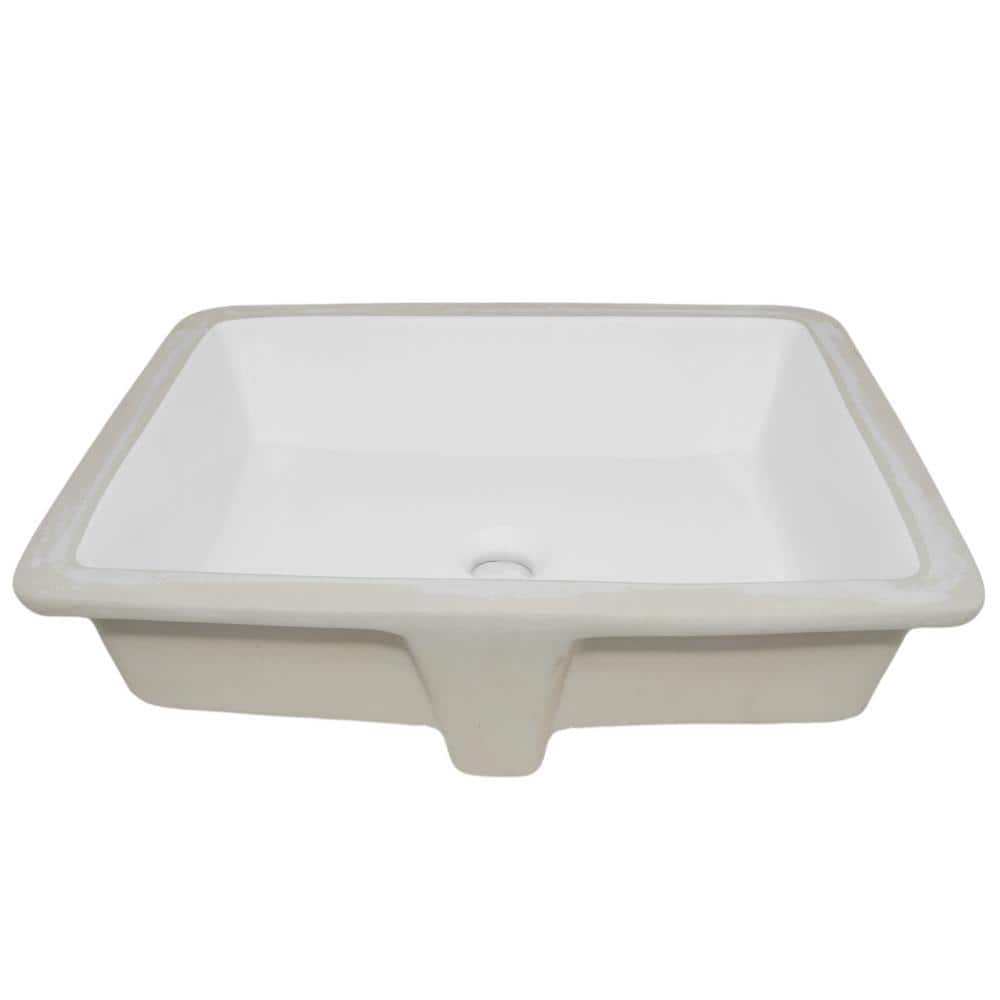 Modern White Rectangular Undermount Porcelain Bathroom Sink