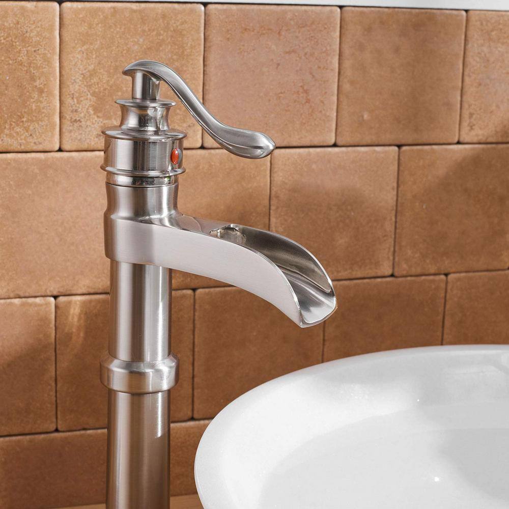 Brushed Nickel Single Handle Waterfall Vessel Sink Faucet