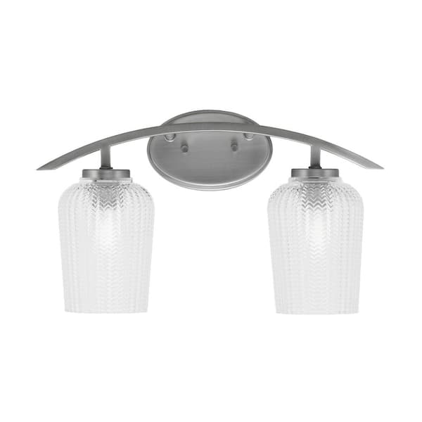 Unbranded Siena 18.25 in. 2-Light Vanity Light Graphite with Clear Textured Glass Shades
