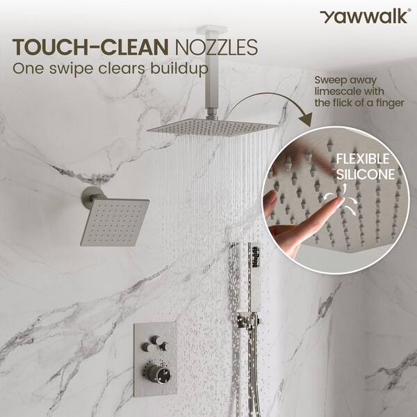 YAWWALK Triple Handle 7-Spray Patterns 12 in. Ceiling Mount