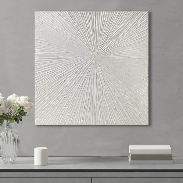 White Hand Painted Textured Modern Art, Madison Park Sunburst