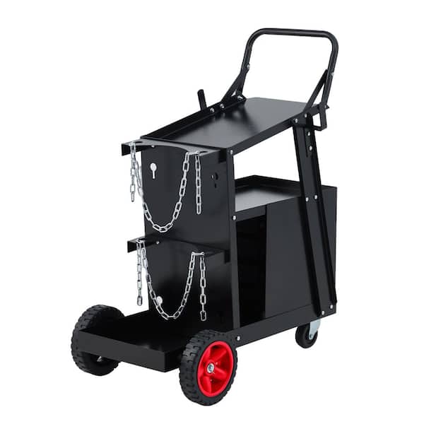 Welder Cart with Drawers, Welding Cart with Tank Storage Safety Chains and Gas Cylinder Slots for TIG ARC Plasma Cutter