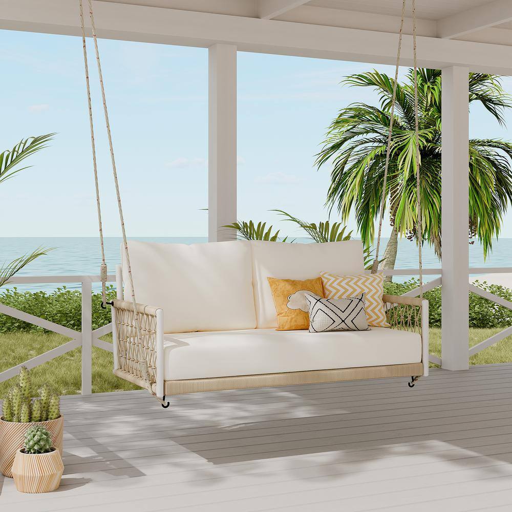1-Piece Outdoor Porch Swing Sofa with Soft Cushions Seating 2 for Patio, Co