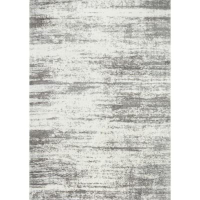 Paris Shag Ivory/Grey 12 ft. x 15 ft. Abstract Area Rug