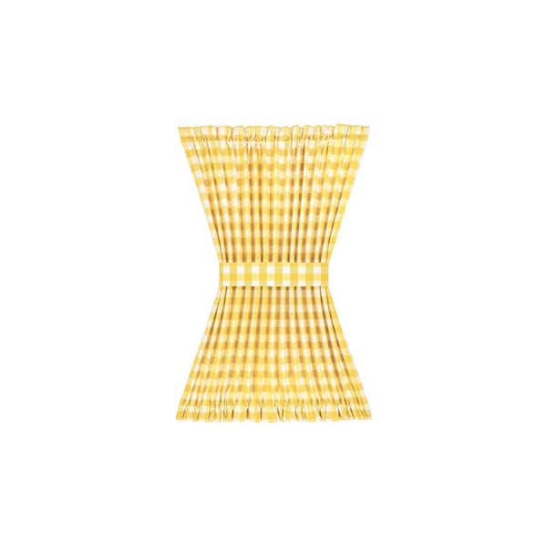 ACHIM Buffalo Check 54 in. W x 40 in. L Polyester/Cotton Light Filtering Door Panel and Tieback in Yellow