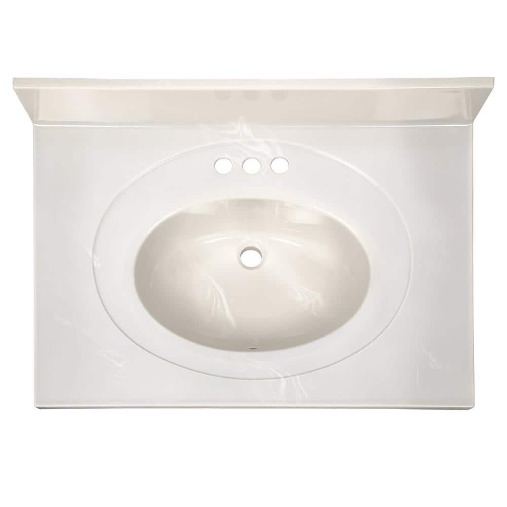 Ivory Swirl Cultured Marble Vanity Top with Integrated Backsplash, 31-Inch
