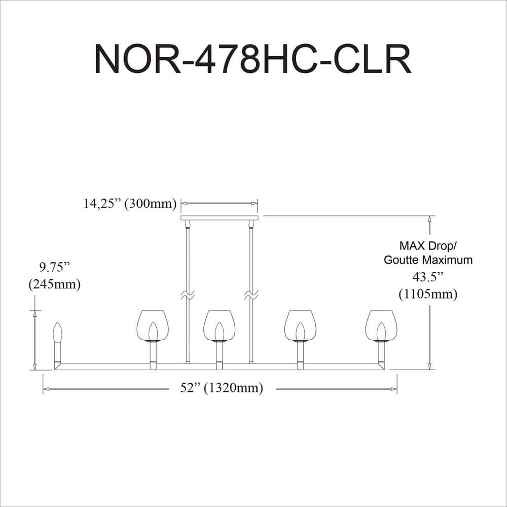 Modern Black 51'' Luxury Lantern Chandelier with Clear Candle Shades