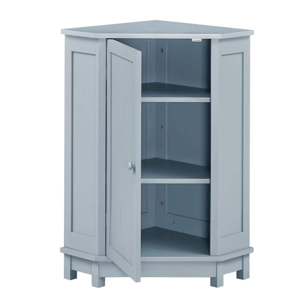 17.5 in. W x 17.5 in. D x 31.4 in. H Blue Linen Cabinet Triangle Corner Sto