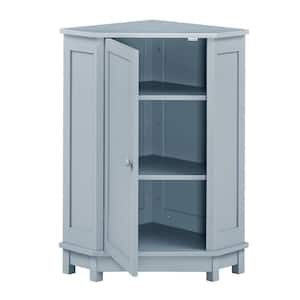 17.5 in. W x 17.5 in. D x 31.4 in. H Blue Linen Cabinet Triangle Corner Storage Cabinet with Adjustable Shelf