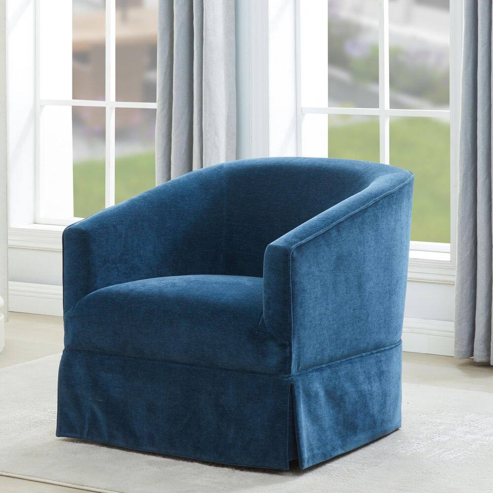 Elm Baltic Blue Polyester Fabric Skirted Accent Chair with 360° Swivel price history on PriceWatchPro