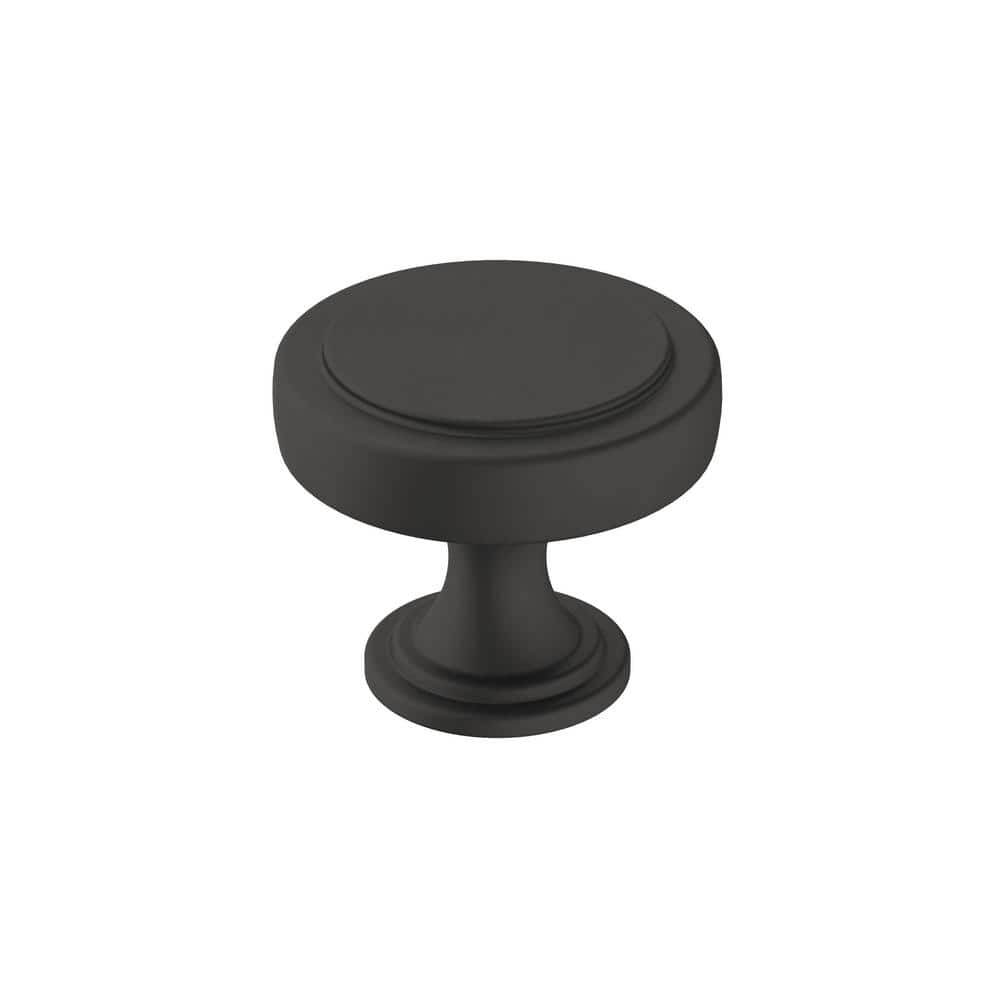 Exceed 1-1/2 in. (38mm) Modern Matte Black Round Cabinet Knob