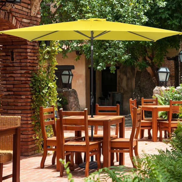 JOYESERY 10 ft. x 6.5 ft. Rectangle Market with Tilt Button Patio Umbrellas in Yellow