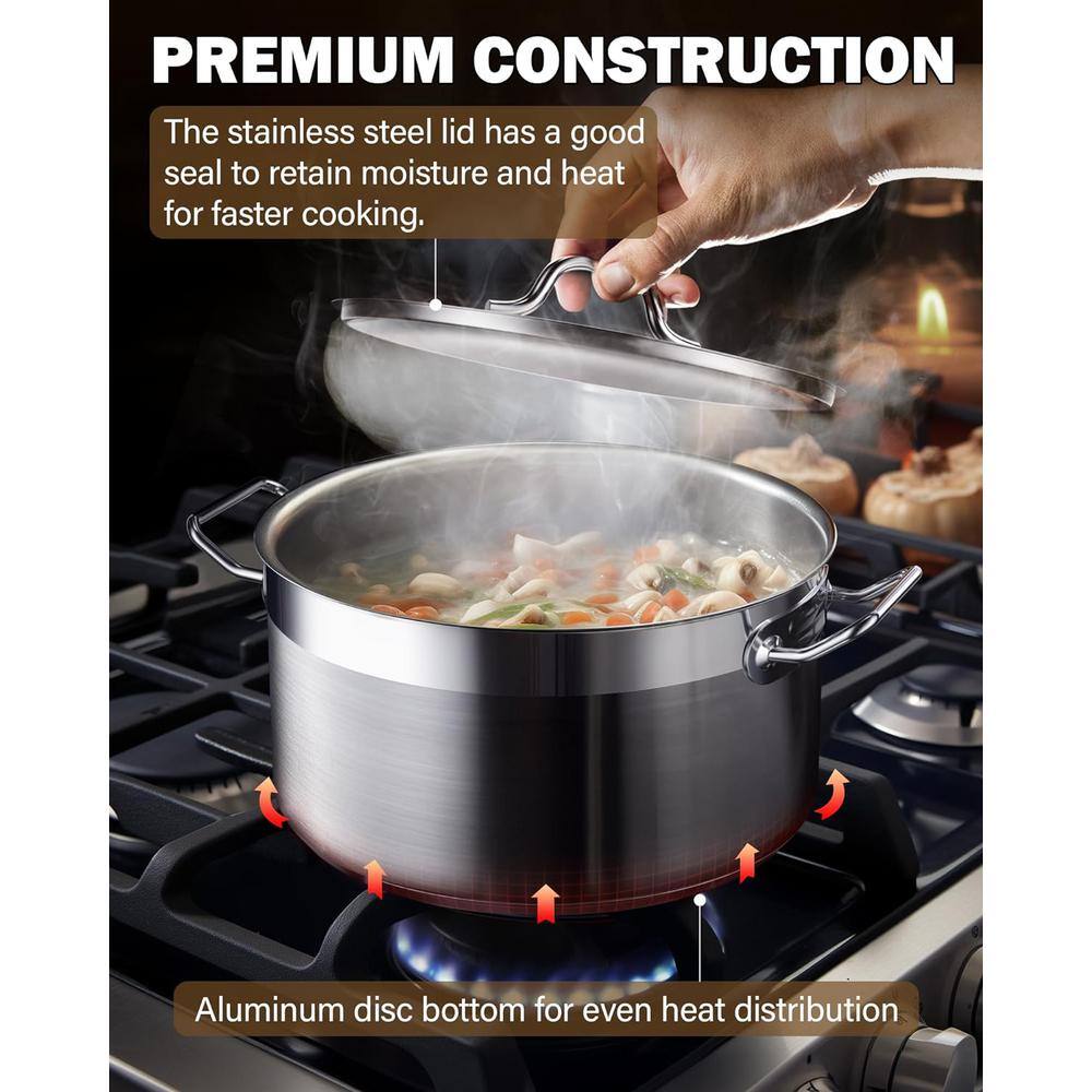 Professional 6-Quart Stainless Steel Dutch Oven with Lid
