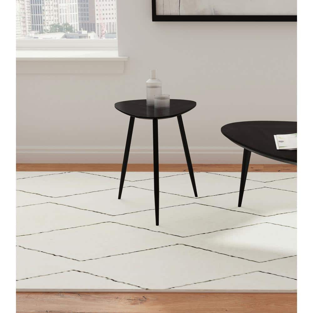 Odessa 20 in. Black Triangular Solid Wood End Table