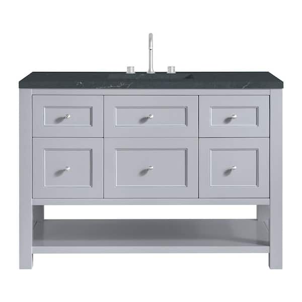 Breckenridge 48.0 in. W x 23.5 in. D x 34.25 in. H Single Bath Vanity in Serenity Blue w/ Quartz Charcoal Soapstone Top