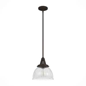 Cypress Grove 1 light Onyx Bengal Island Pendant Light with Clear Holophane Glass Shade Kitchen Light