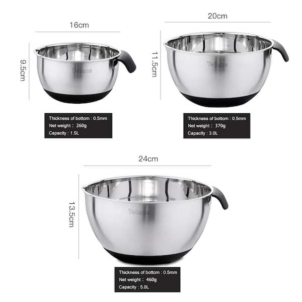 Large 16/18/20cm 3PCS Stainless Steel Colored Cooking Serving