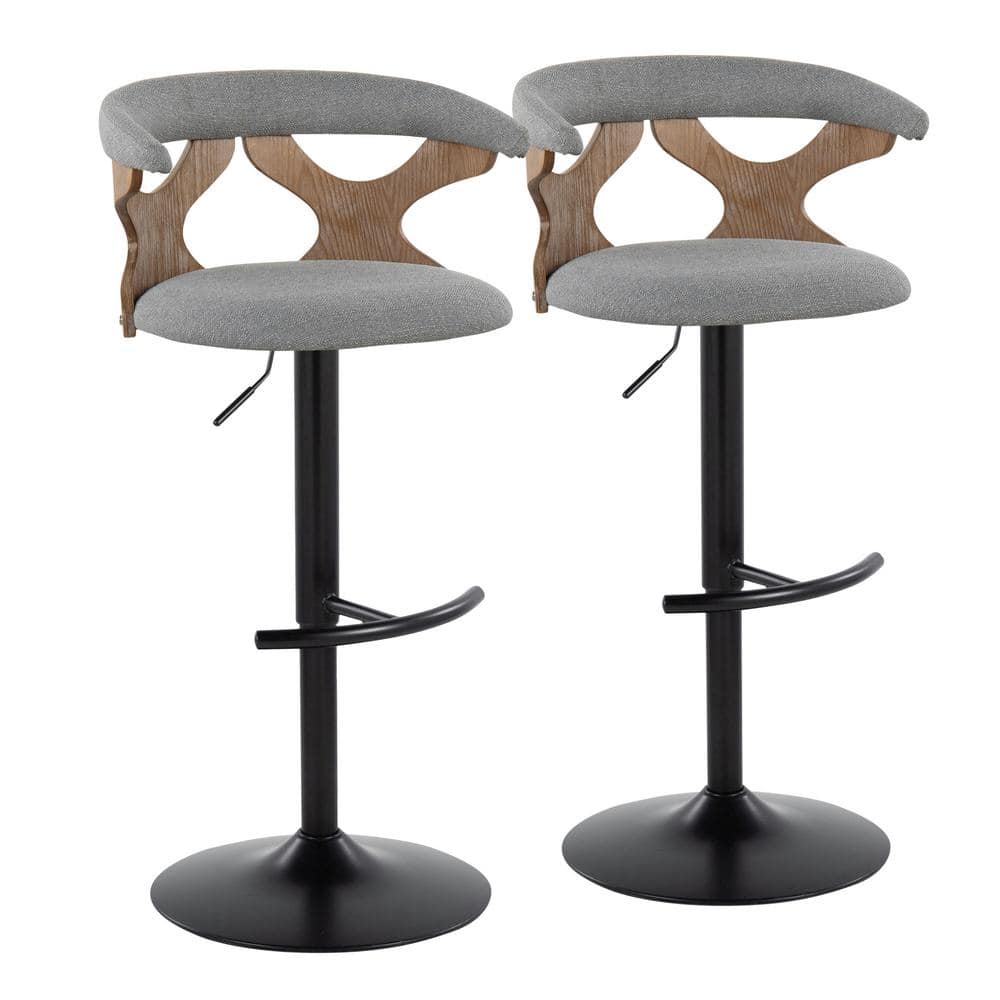 Gardenia 32.5 in. Light Grey Fabric, Whitewashed Wood and Black Metal Adjustable Bar Stool (Set of 2) price history on PriceWatchPro