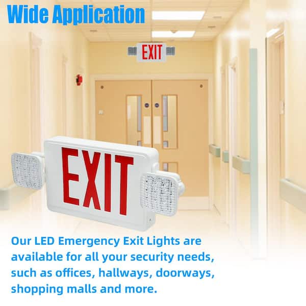 WYZM 120-277-Volt White Integrated LED Emergency Red Exit Light