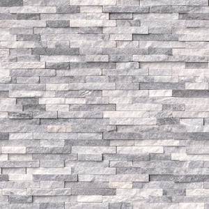 Alaska Gray Split Face 4 in. x 4 in. x 10 mm Marble Mesh-Mounted Mosaic Tile - 4 in. x 4 in. Tile Sample