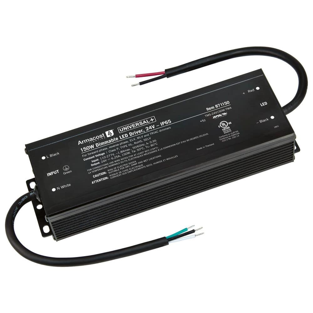Universal Plus Black Dimmable Driver 24-Volt DC, 150-Watt ELV/MLV/TRIAC-Dimmer Switch Compatible for LED Lighting price history on PriceWatchPro