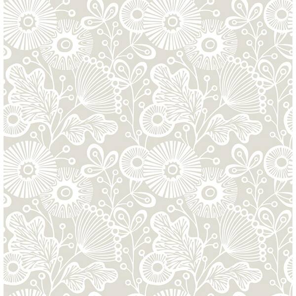A-Street Prints Ana Taupe Floral Taupe Wallpaper Sample