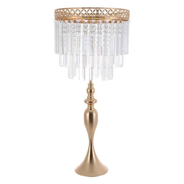YIYIBYUS 13.77 in. Gold Round Metal Iron Acrylic Decorative Stand Wedding Event Decoration Stand