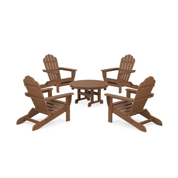 Trex Outdoor Furniture Monterey Bay 5-Piece Plastic Patio Conversation Set in Tree House Folding Adirondack Chair