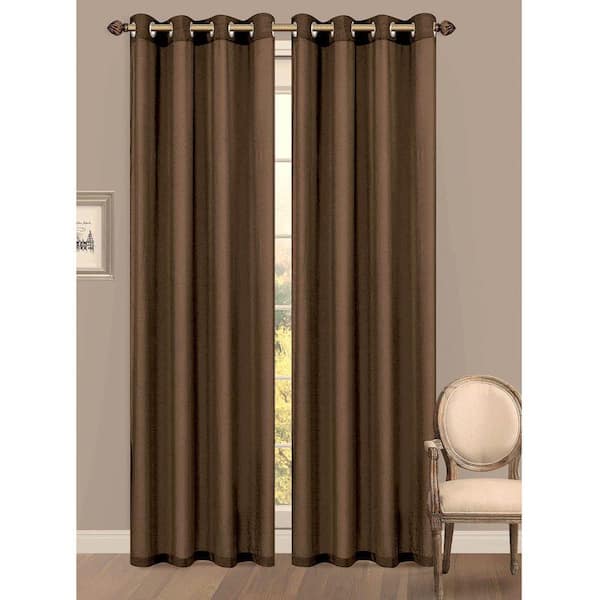 Window Elements Semi-Opaque Primavera Crushed Microfiber 55 in. W x 84 in. L Grommet Extra Wide Curtain Panel in Chocolate