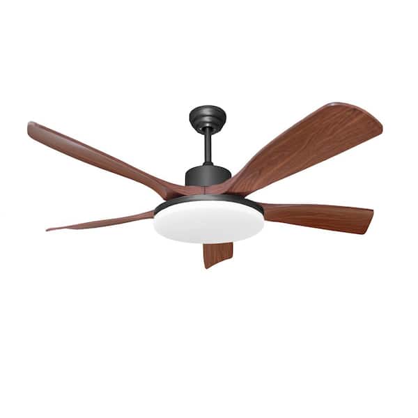 Noiseless 52 in. Smart Indoor Black Ceiling Fan with LED Light Kit Reversible DC and APP/Remote Controls