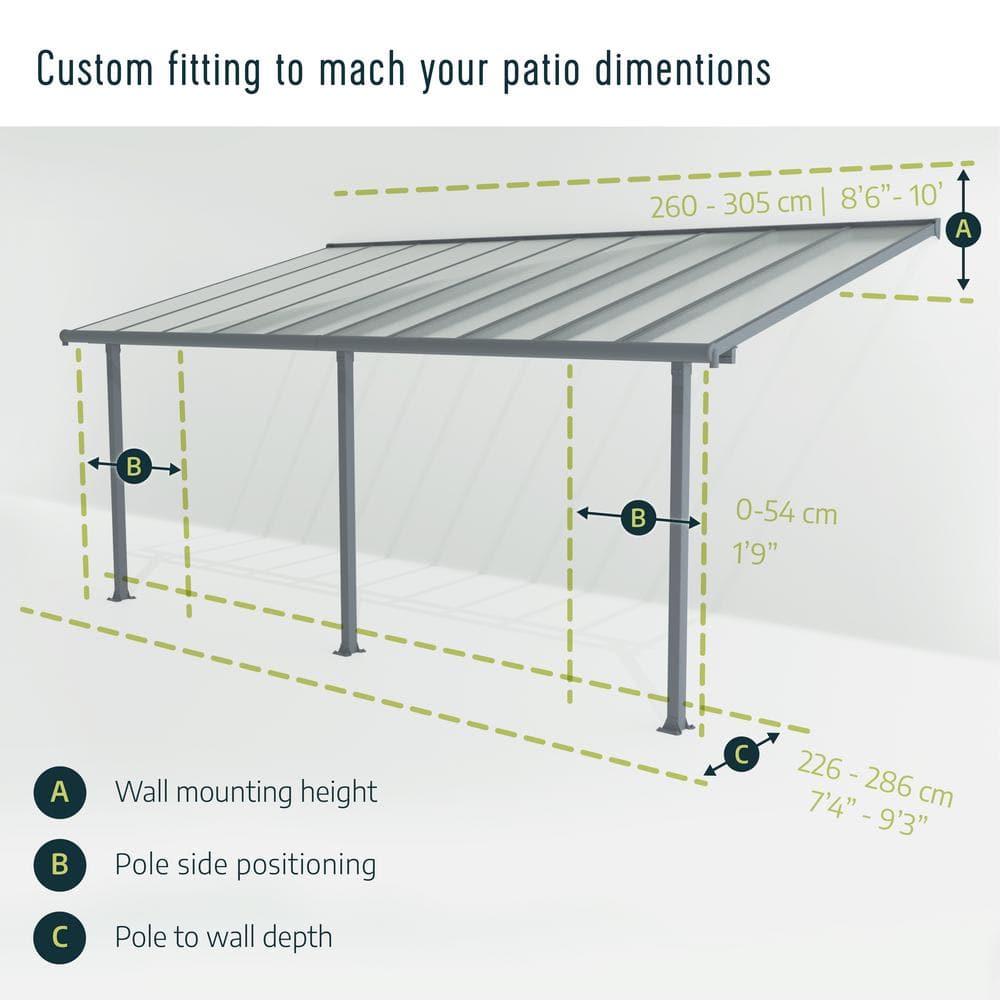Sierra 10 ft. x 24 ft. Gray Polycarbonate Aluminum Patio Cover