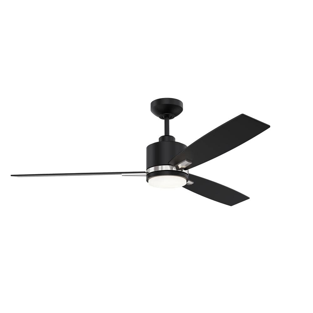 Nuvel 52 in. Outdoor Black and Satin Nickel Standard Ceiling Fan with True White Integrated LED with Remote Included -  Kendal Lighting, AC30852-BLK/SN