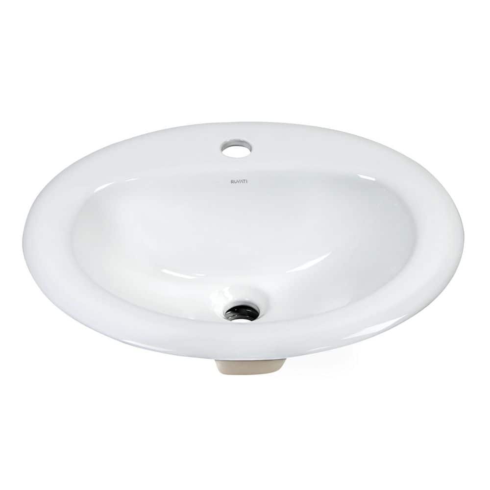 Ruvati Kyros 22 in. x 17 in. Drop-in Bathroom Sink in White Porcelain ...