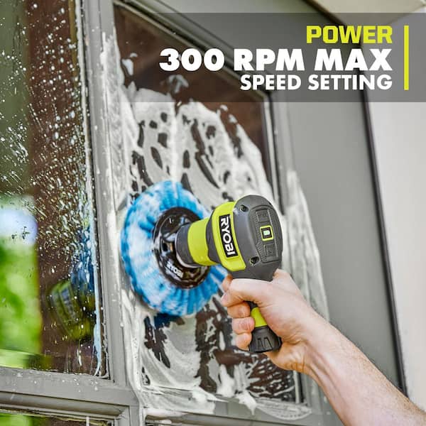 RYOBI USB Lithium Compact Scrubber Kit with Battery, Charging Cord, Medium Bristle Brush, & Scrubber Accessory Kit (11-Piece)