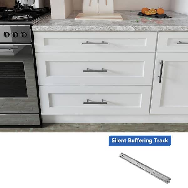 36 in. W x 24 in. D x 34.5 in. H Ready to Assemble Solid Wood Shaker Drawer Base Kitchen Cabinet in Oak