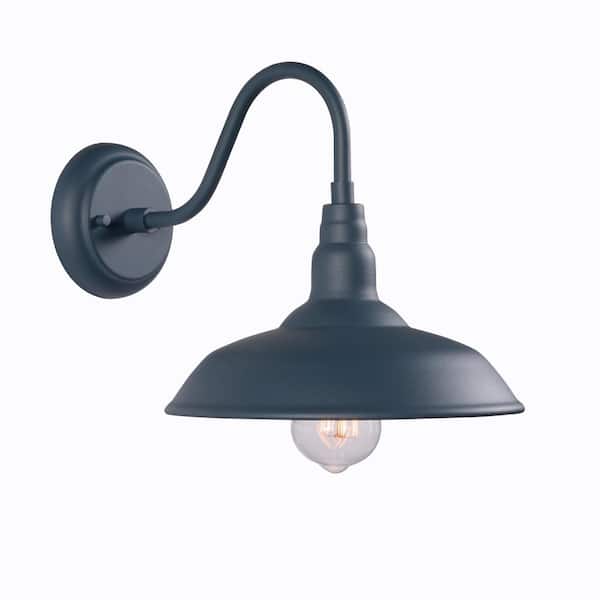 Bell Ridge 10 in. 1-Light Blue Outdoor Hardwired Wall Sconce Lantern