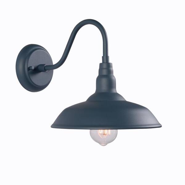 Bell Ridge 10 in. 1-Light Blue Outdoor Hardwired Wall Sconce Lantern