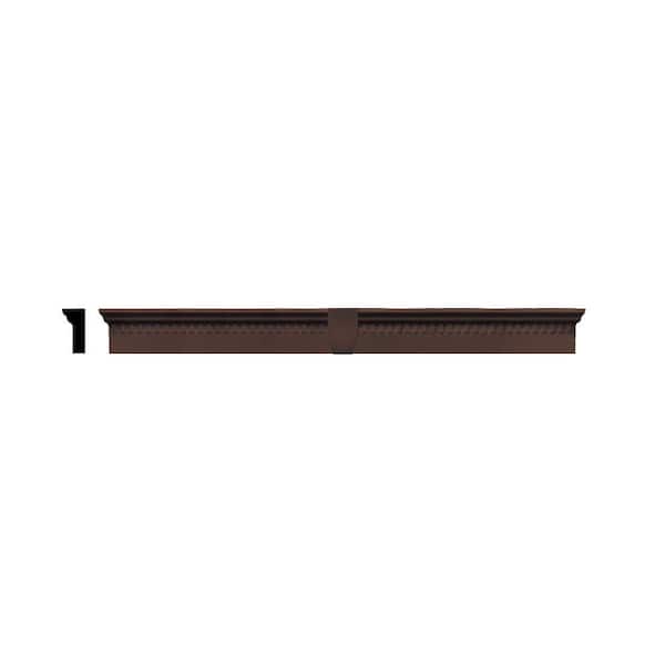 Builders Edge 2-5/8 in. x 6 in. x 73-5/8 in. Composite Classic Dentil Window Header with Keystone in 009 Federal Brown