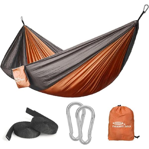 ITOPFOX Camping 8.8 ft. Portable Hammock Bed Hammock in Orange And Gray